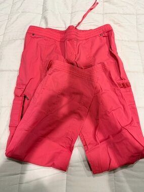 Bright Pink Utility Cargo Scrub Pants